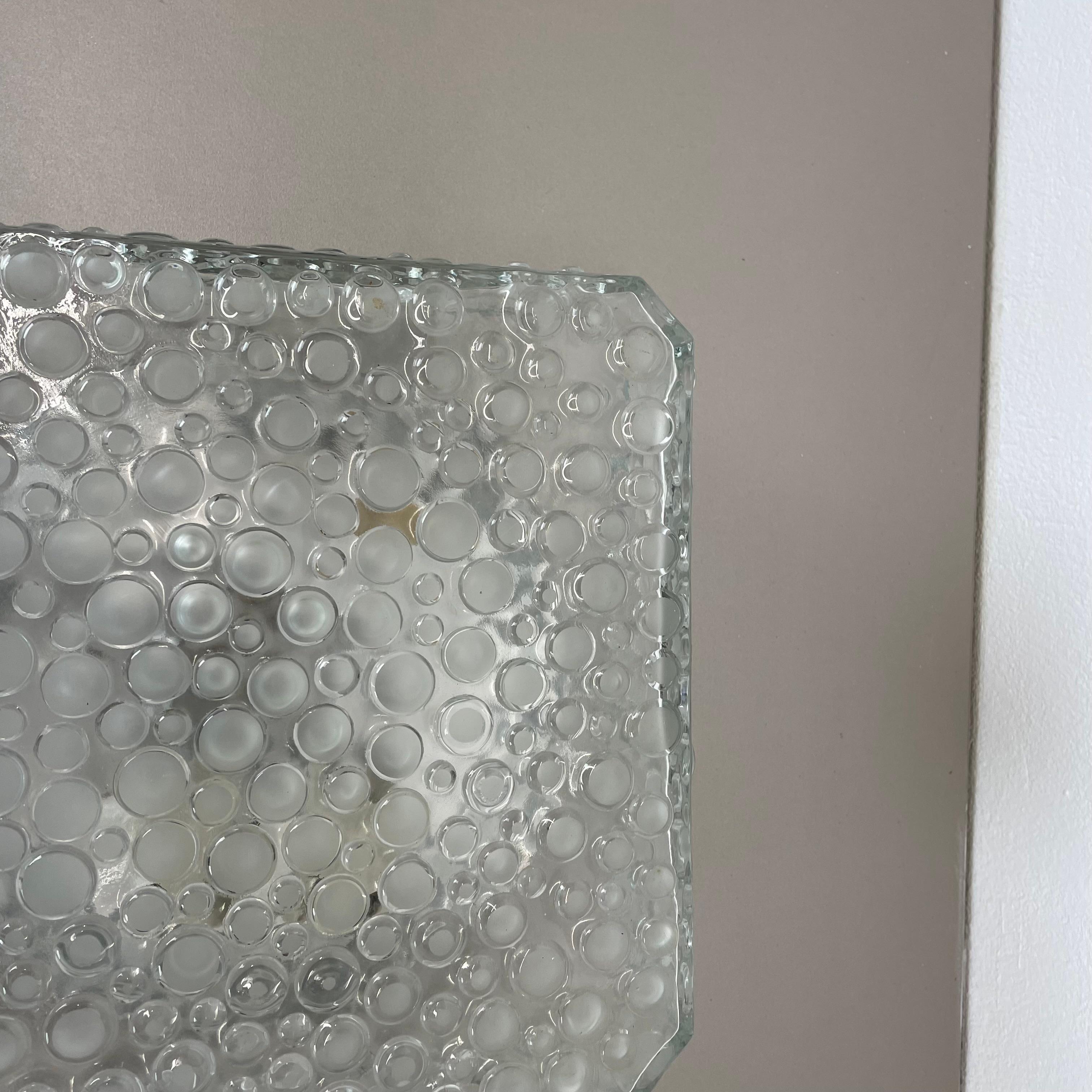 heavy textured BUBBLE Glass Wall Light Flushmount Hustadt Lights, Germany, 1970s In Good Condition For Sale In Kirchlengern, DE