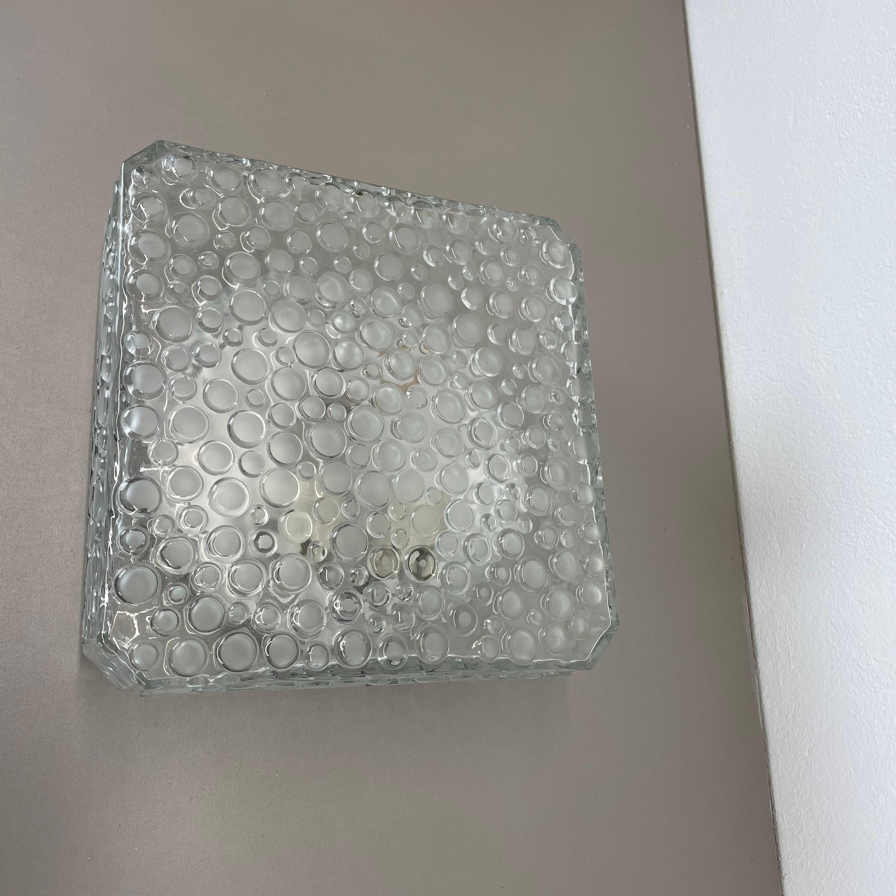 heavy textured BUBBLE Glass Wall Light Flushmount Hustadt Lights, Germany, 1970s For Sale 1