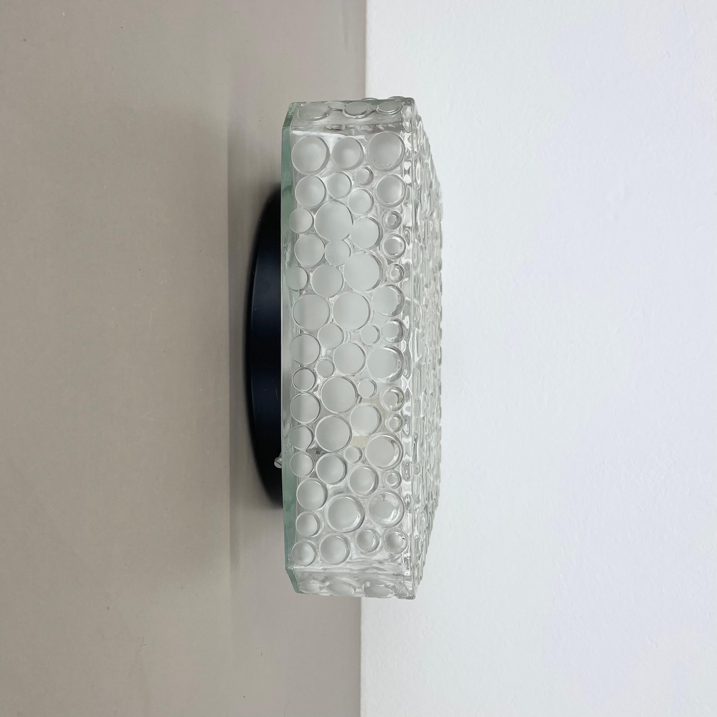 heavy textured BUBBLE Glass Wall Light Flushmount Hustadt Lights, Germany, 1970s For Sale 3