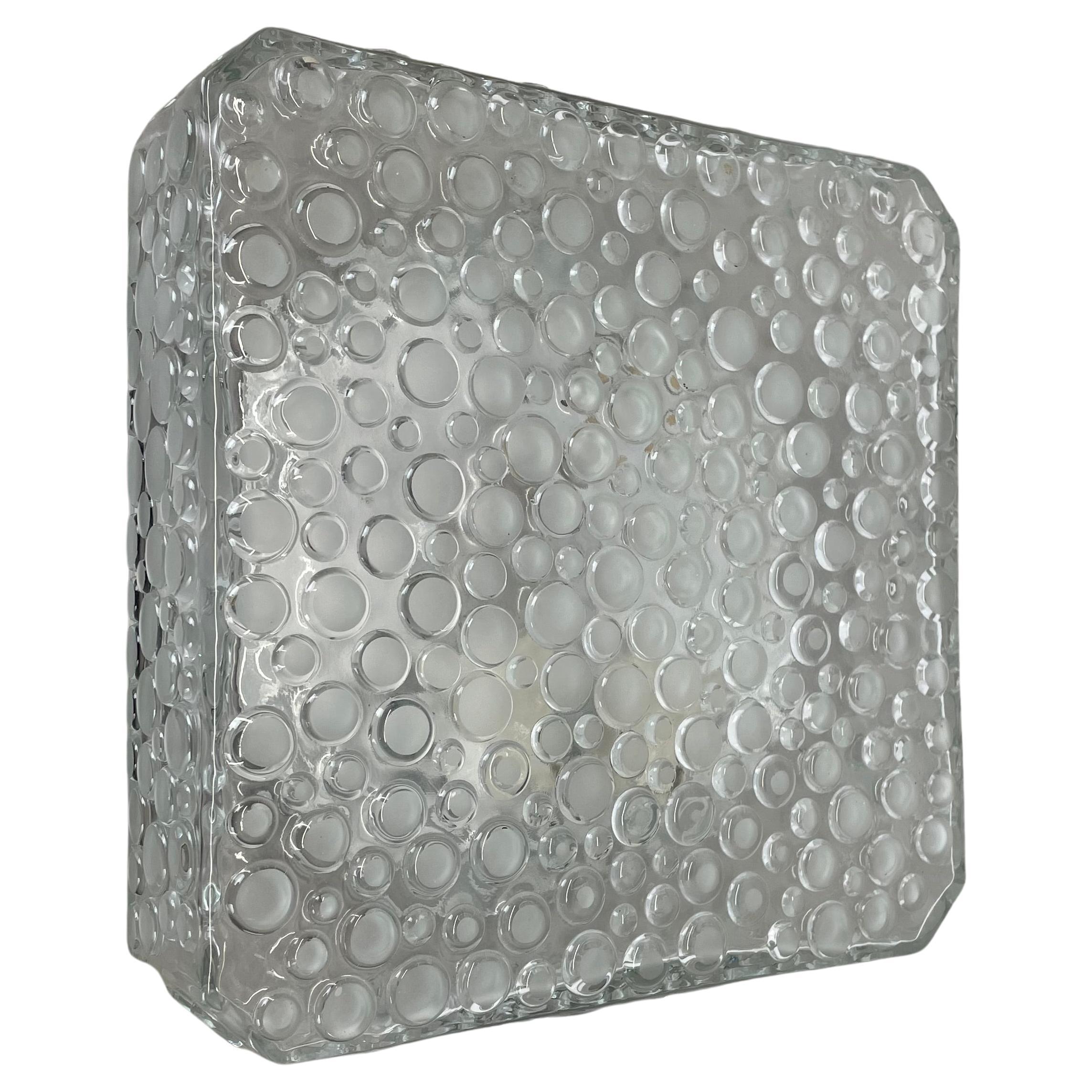 heavy textured BUBBLE Glass Wall Light Flushmount Hustadt Lights, Germany, 1970s For Sale