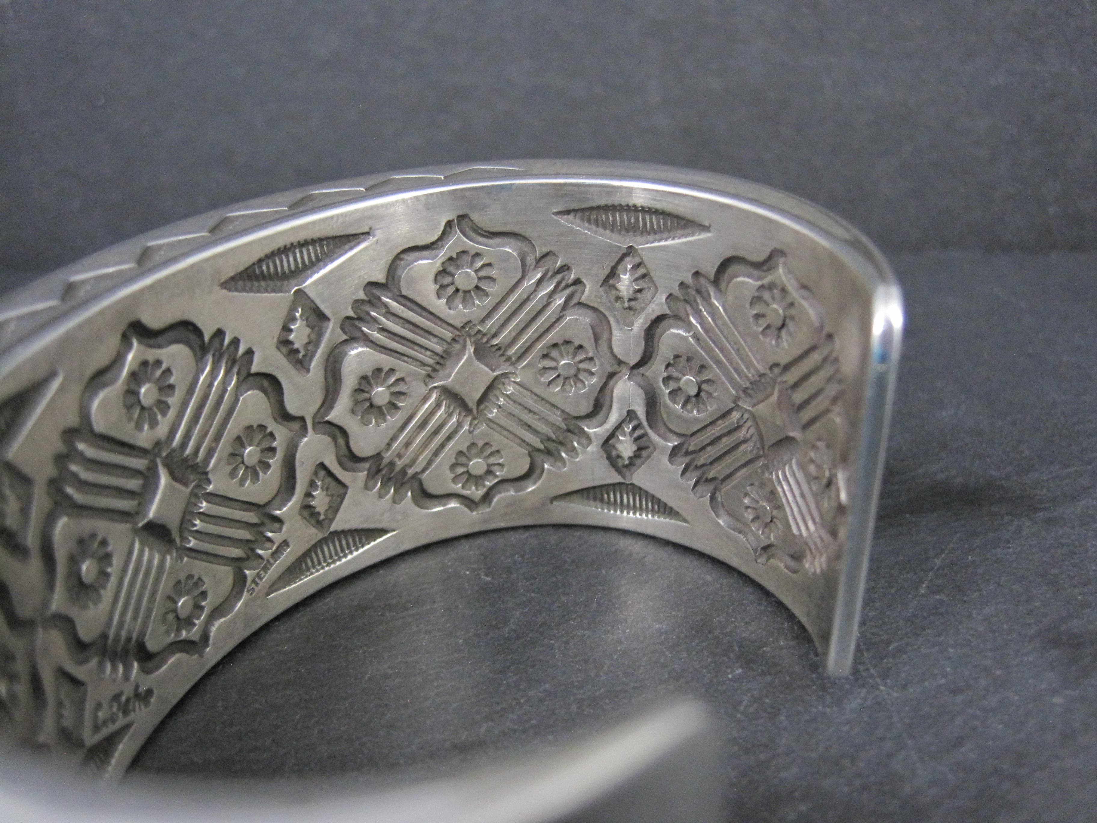 Heavy Thick Native American Sterling Cuff Bracelet 7 Inches Navajo Leander Tahe For Sale 6