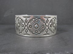 Heavy Thick Native American Sterling Cuff Bracelet 7 Inches Navajo Leander Tahe