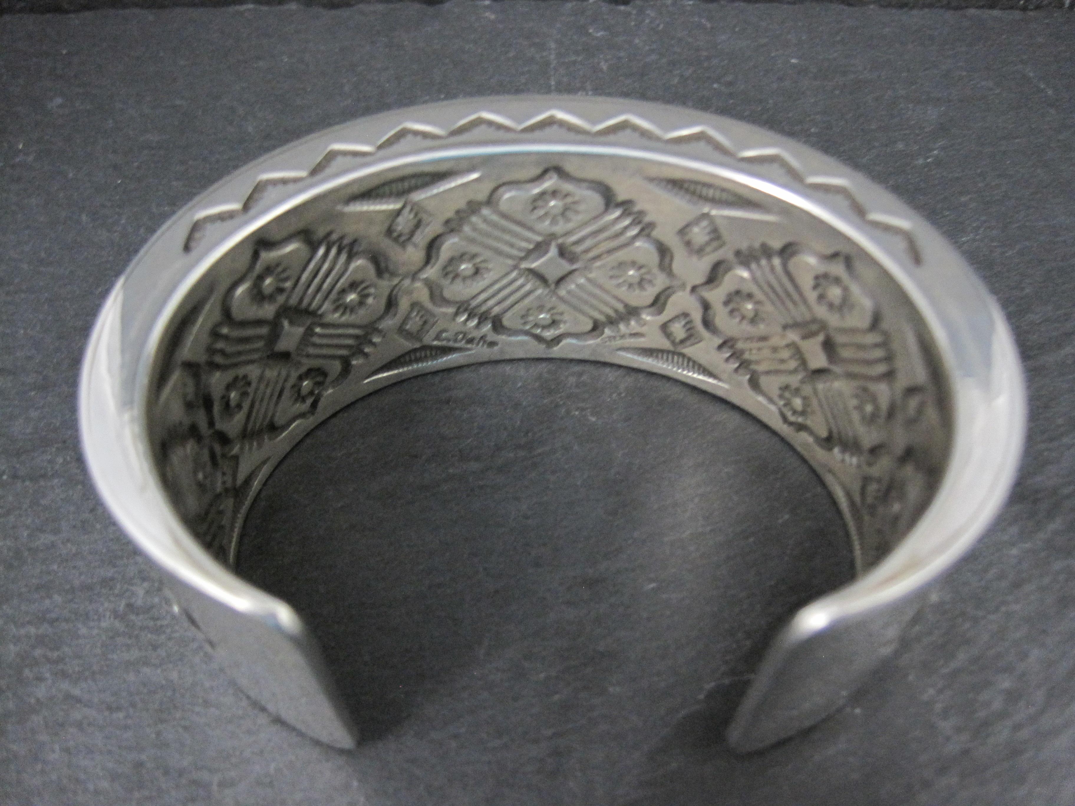 Heavy Thick Native American Sterling Cuff Bracelet 7 Inches Navajo Leander Tahe For Sale 3