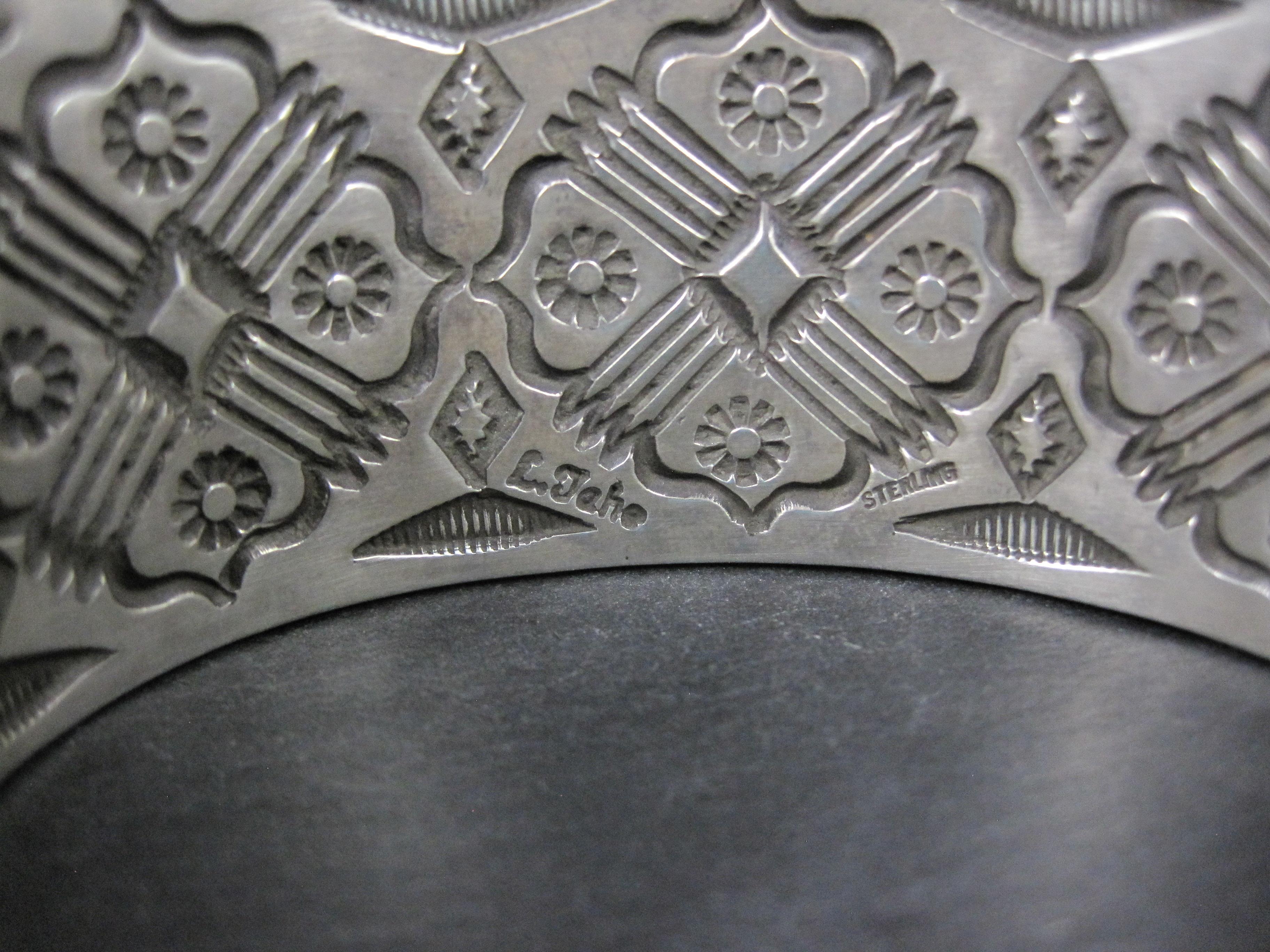 Heavy Thick Native American Sterling Cuff Bracelet 7 Inches Navajo Leander Tahe For Sale 4