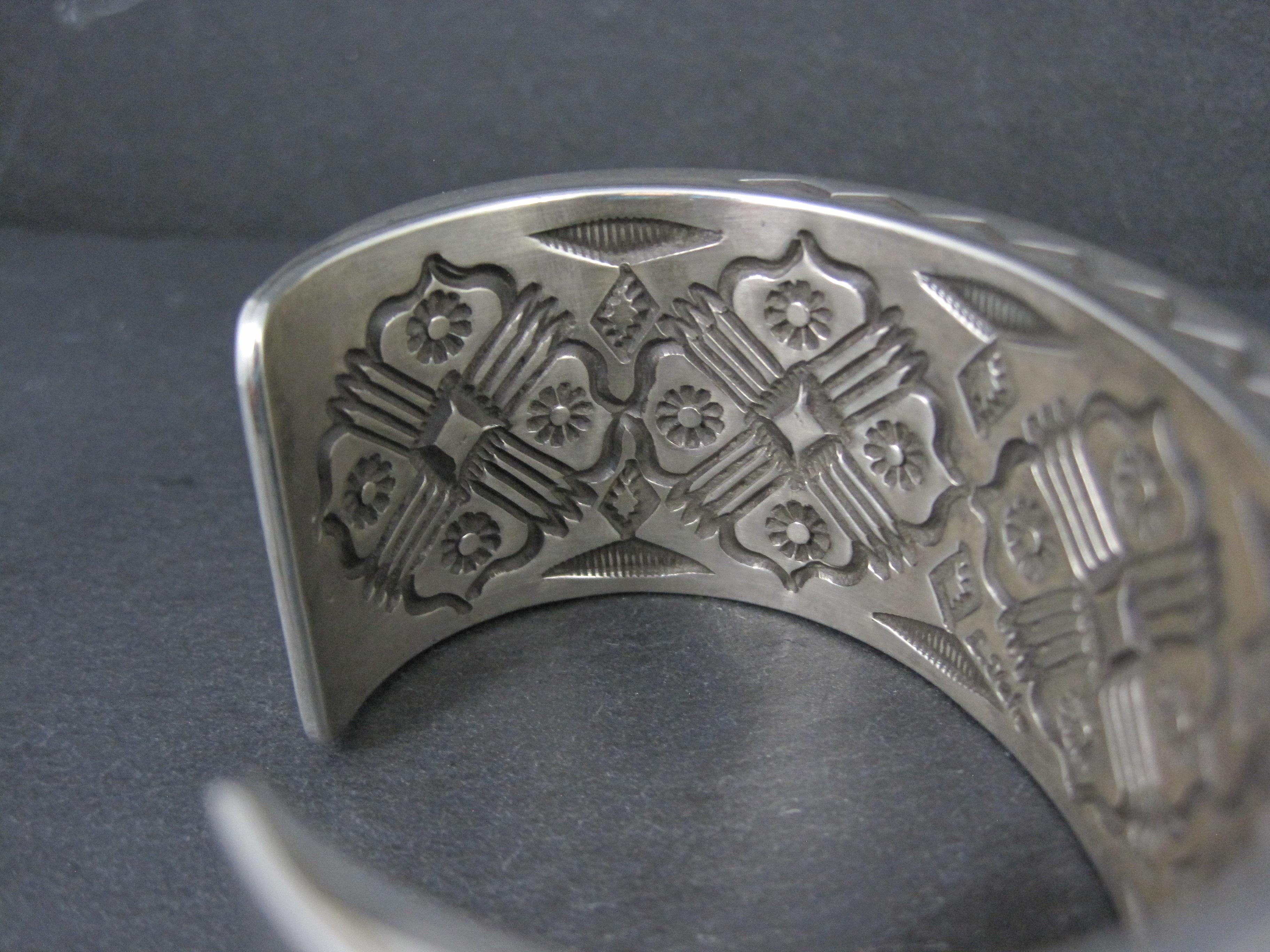 Heavy Thick Native American Sterling Cuff Bracelet 7 Inches Navajo Leander Tahe For Sale 5