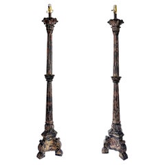 Heavy Traditional Spanish Colonial Revival Style Floor Lamps, Pair