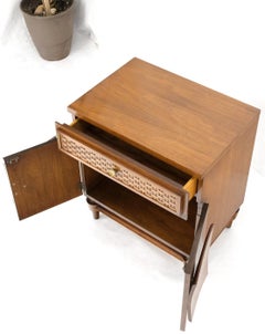 Heavy Turned Solid Walnut Legs Floating Lattice Ornament 1 Drawer Nightstand