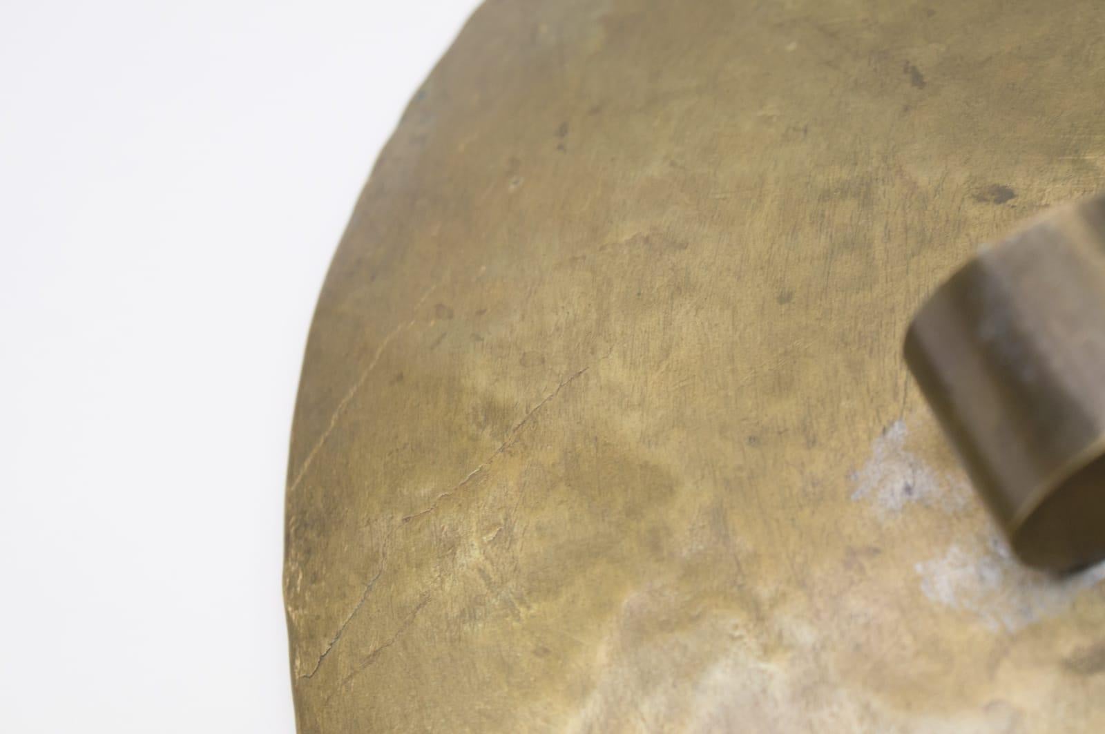Heavy Unique Bronze Hand Beaten Tripod Bowl, 1950s 2