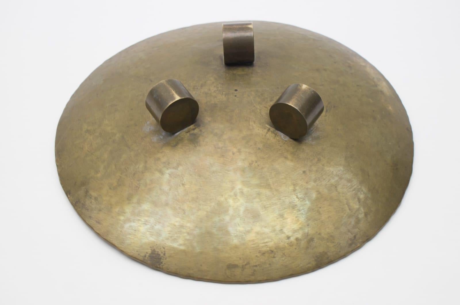 Austrian Heavy Unique Bronze Hand Beaten Tripod Bowl, 1950s