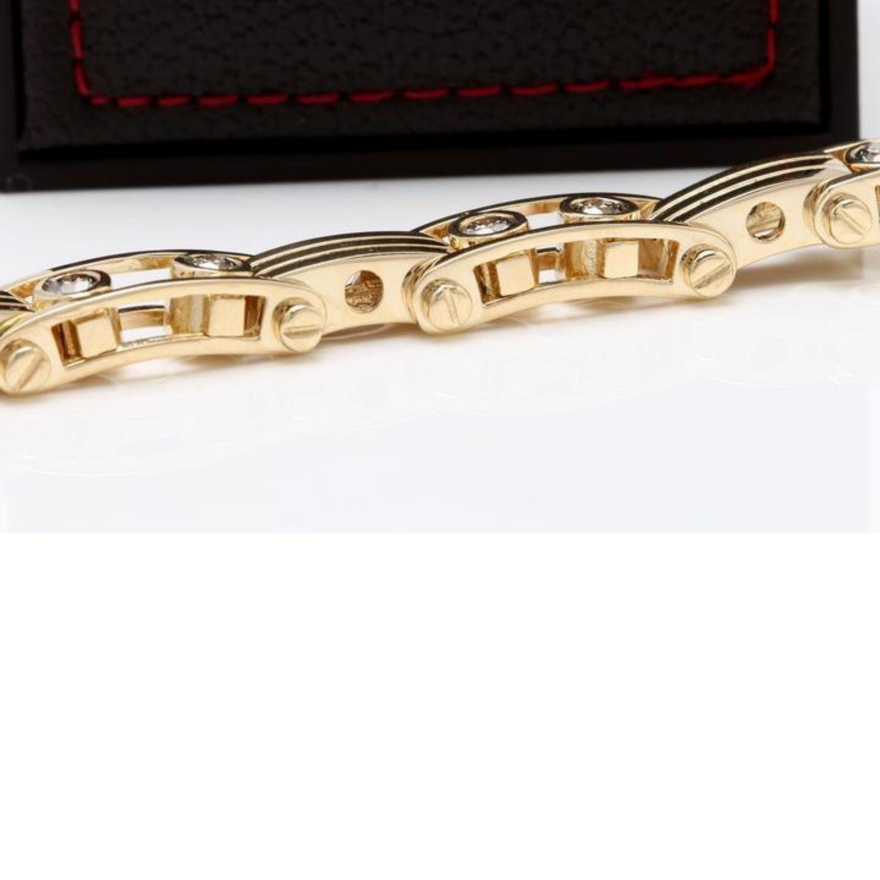 Heavy Very Impressive 3.35 Ct Natural VS Diamond 14K Solid Yellow Gold Bracelet In New Condition For Sale In Los Angeles, CA
