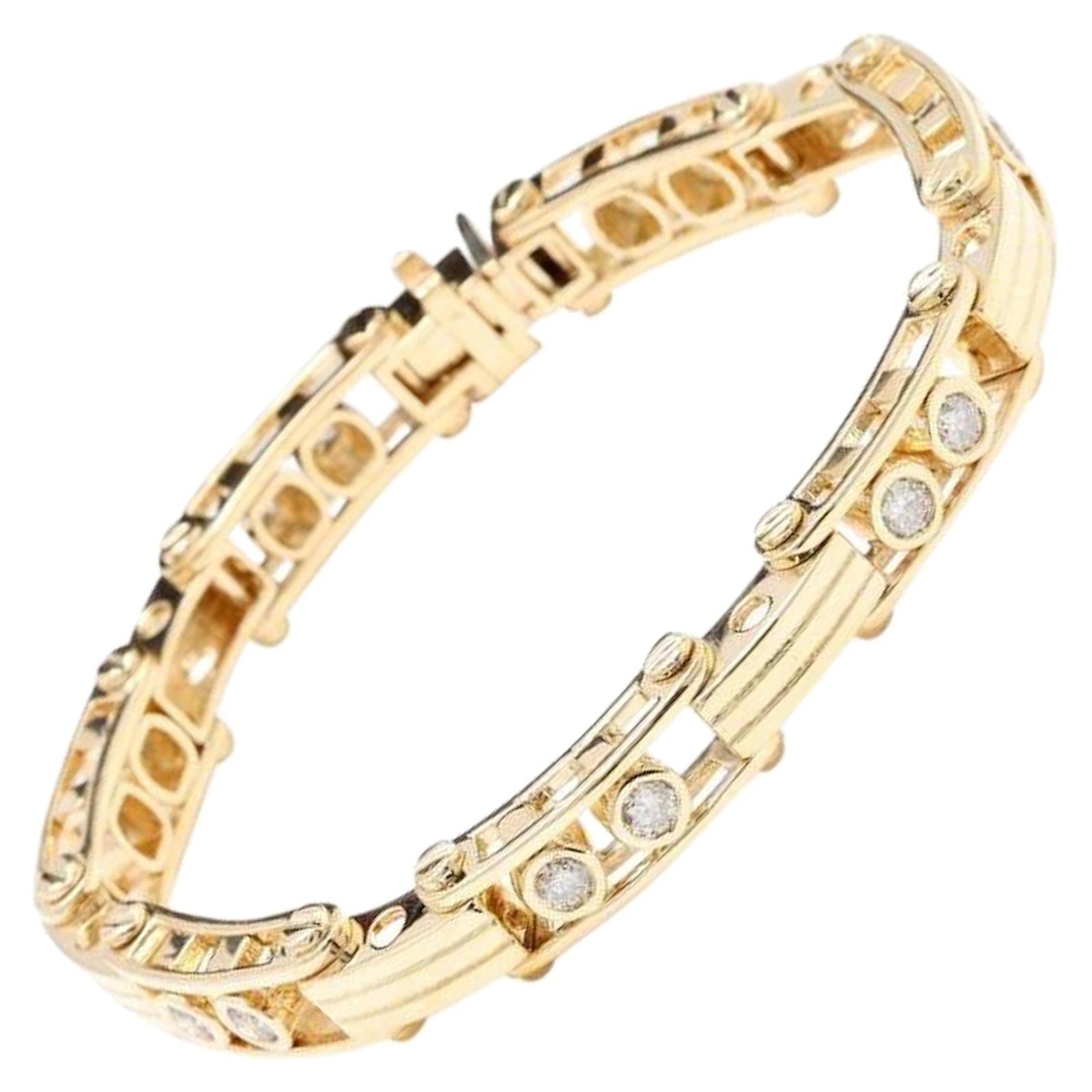 Armband aus massivem Gelbgold mit sehr beeindruckendem 3,35 Karat natürlichem VS-Diamant 14K
