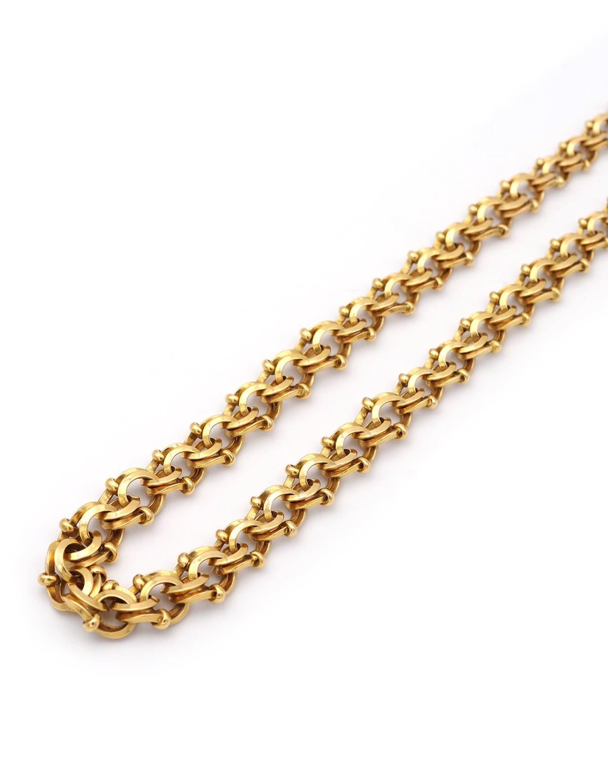 Lourd collier victorien en chaîne en or massif 18k, Collier français ancien en vente 2