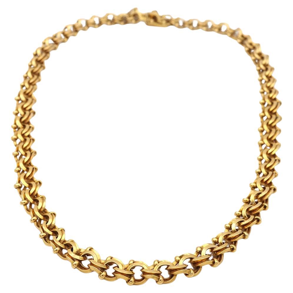 Heavy Victorian 18k solid gold chain necklace, Antique french necklace