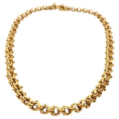 Heavy Victorian 18k solid gold chain necklace, Antique french necklace