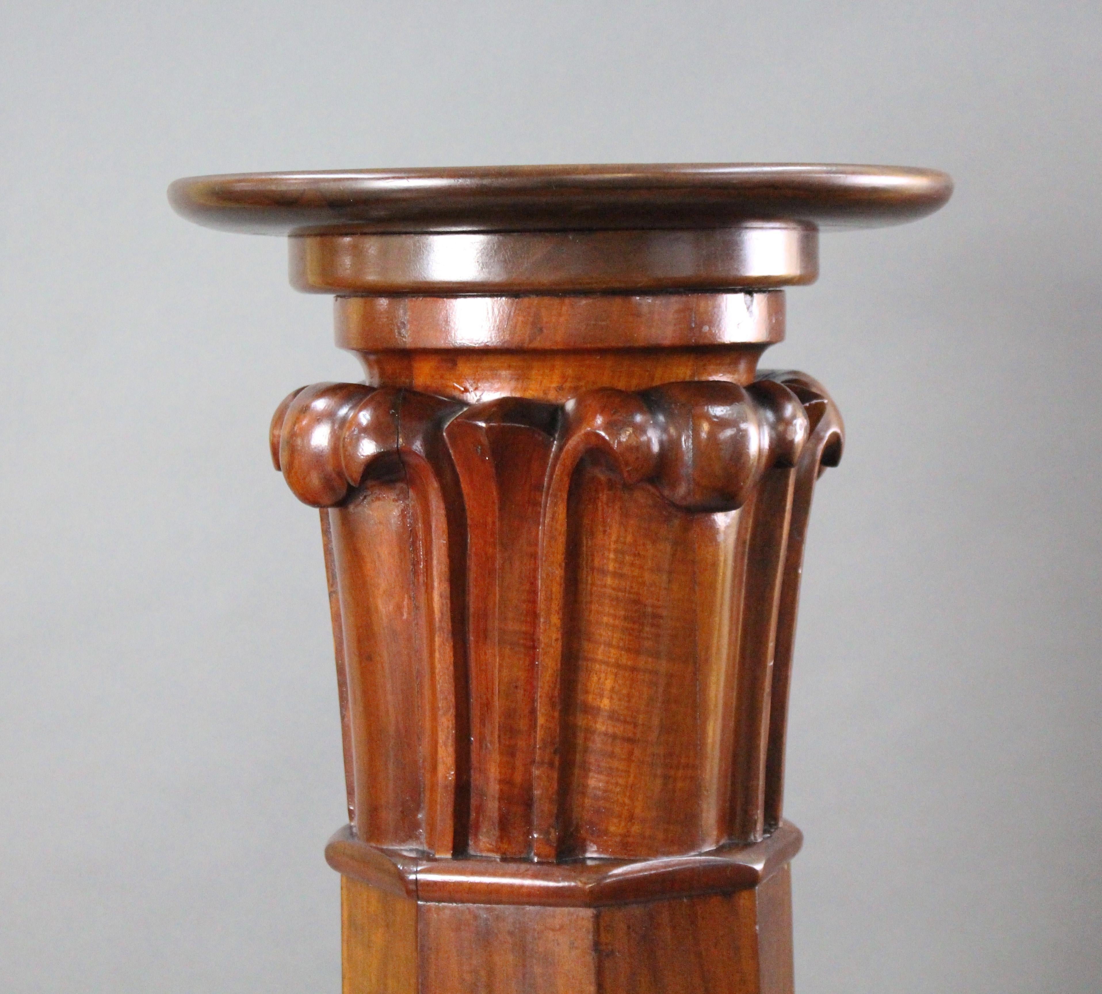 19th Century Heavy Victorian Carved Mahogany Pedestal