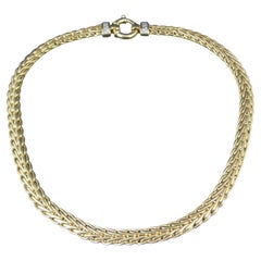 Heavy Vintage 14K Yellow Gold Diamond Wheat Chain Necklace 40.6 Grams