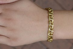 Heavy Vintage 18k Rose Gold Link Charm Bracelet
