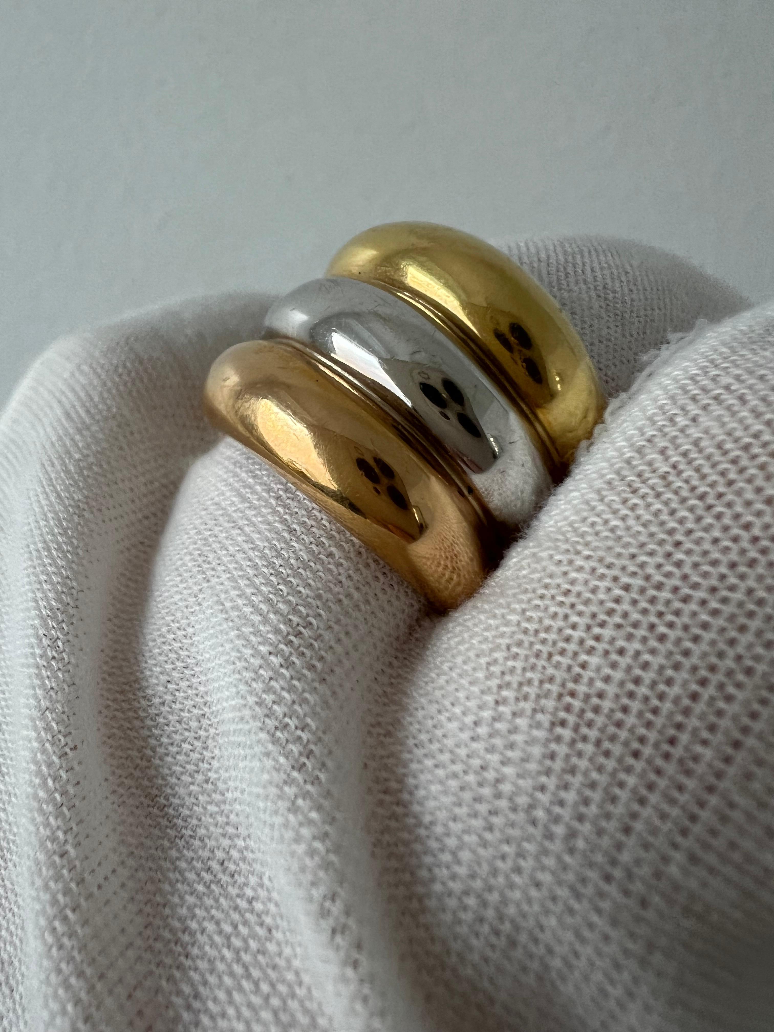 Heavy Vintage 18K Yellow, Rose, and White Gold Wide Band Wedding Ring. In Good Condition For Sale In San Francisco, CA