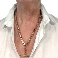Schwere schwere Vintage 9 Karat Roségold Fancy Link Albert Uhrenkette mit T-Bar