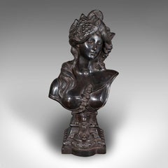 Heavy Vintage Bohemian Female Bust, Continental, Bronze, After Art Nouveau, 1930