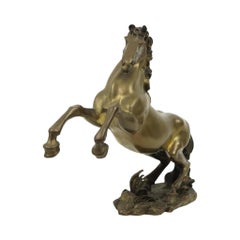 Heavy Vintage Bronze Statue Rearing Horse Feng Shui 27cm