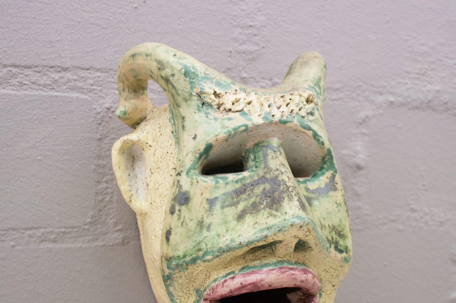 Mid-Century Modern Heavy Vintage Devil Wall Mask in Ceramic, 1970s