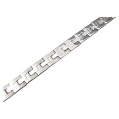 Heavy Retro Mexican Sterling Link Bracelet 7.5 Inches