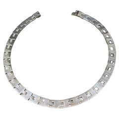 Heavy Retro Mexican Sterling Link Necklace Choker