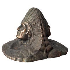Heavy Vintage Native American Cast Iron Bookends
