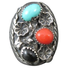 Heavy Vintage Native American Ring Size 9 Navajo Frances Jones
