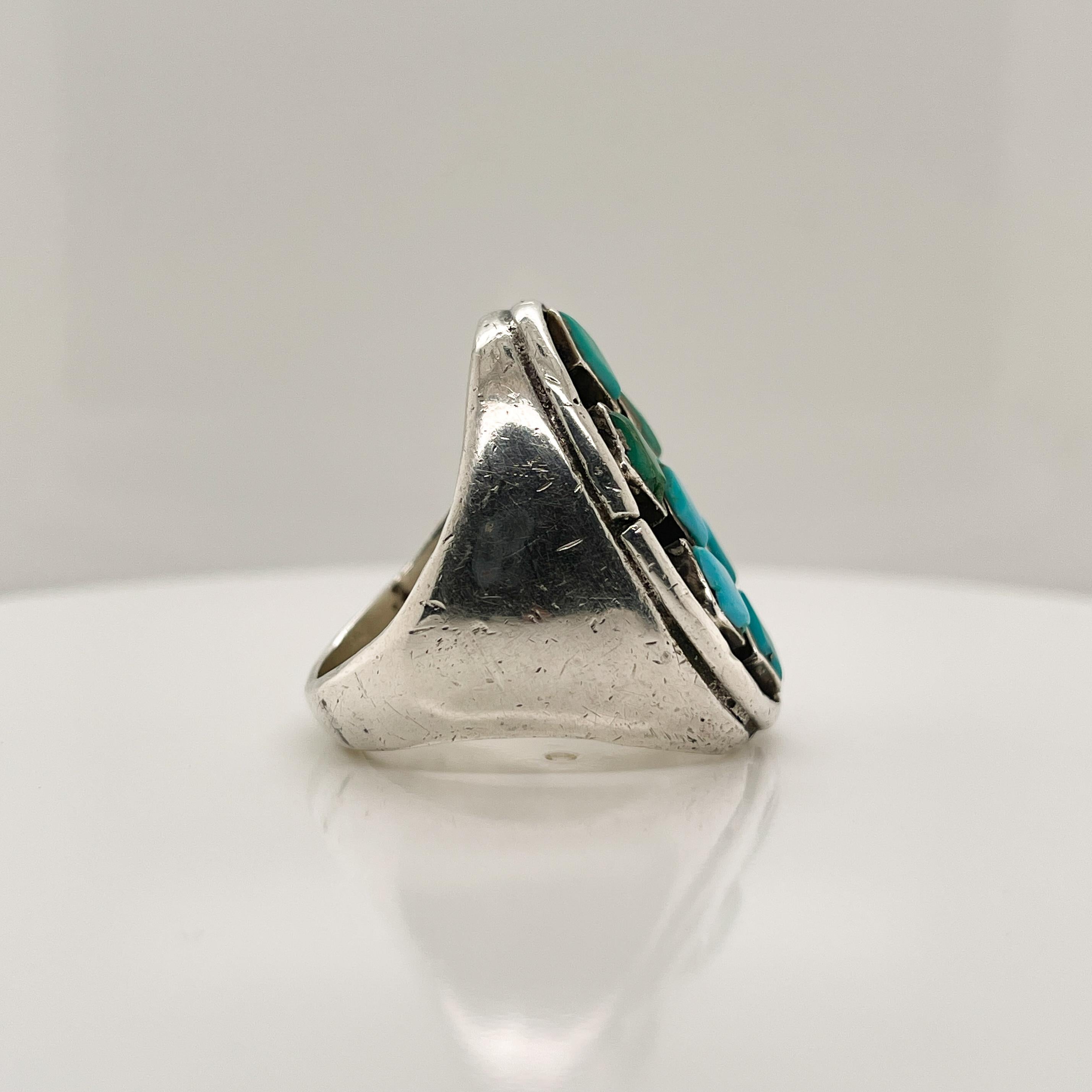 Artisan Heavy Vintage Old Pawn Navajo Sterling Silver and Turquoise Ring