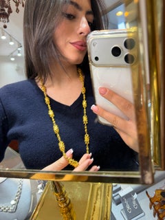 Heavy Vintage Persian Yazdi Necklace Solid 18K Gold Barrel Link Chain 109.9g 32