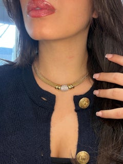 Vintage Woven Mesh Necklace 14K Yellow Gold Heavy with 1.00ct Diamonds