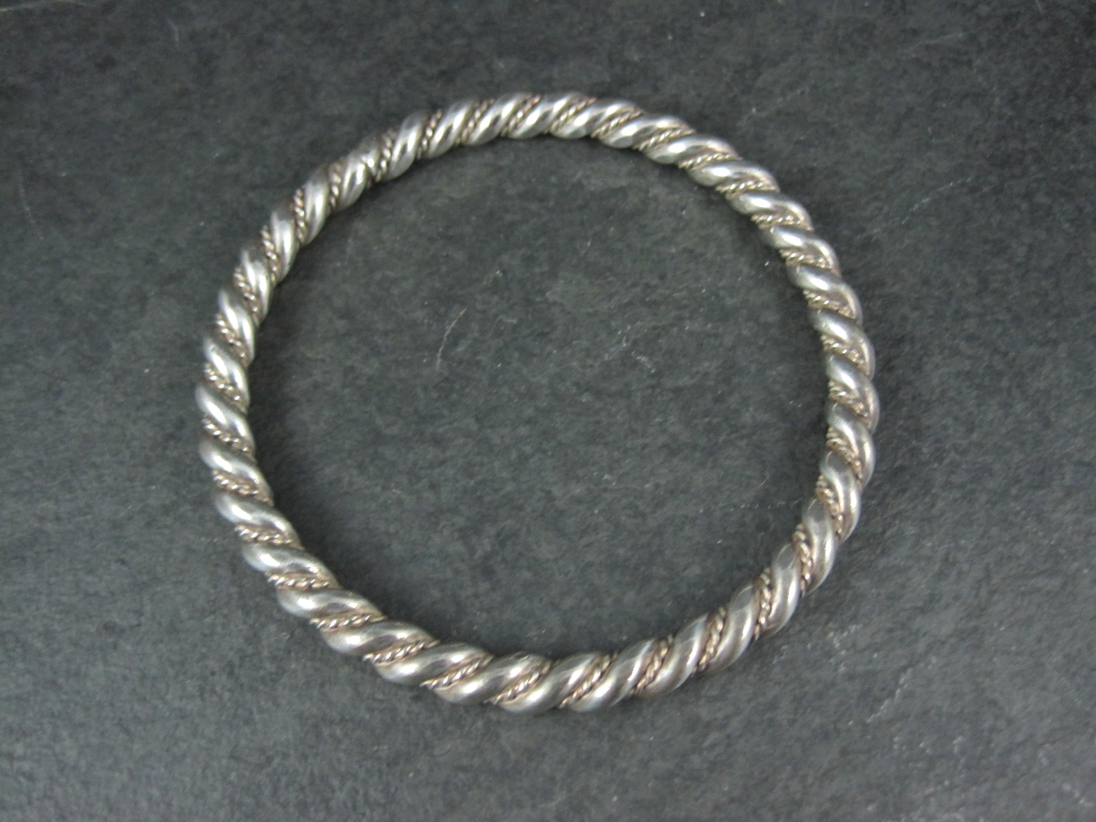 Heavy Vintage Southwestern Sterling Twisted Rope Bracelet 7.75 Inches For Sale 3