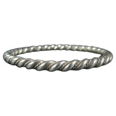Heavy Vintage Southwestern Sterling Twisted Rope Bracelet 7.75 Inches