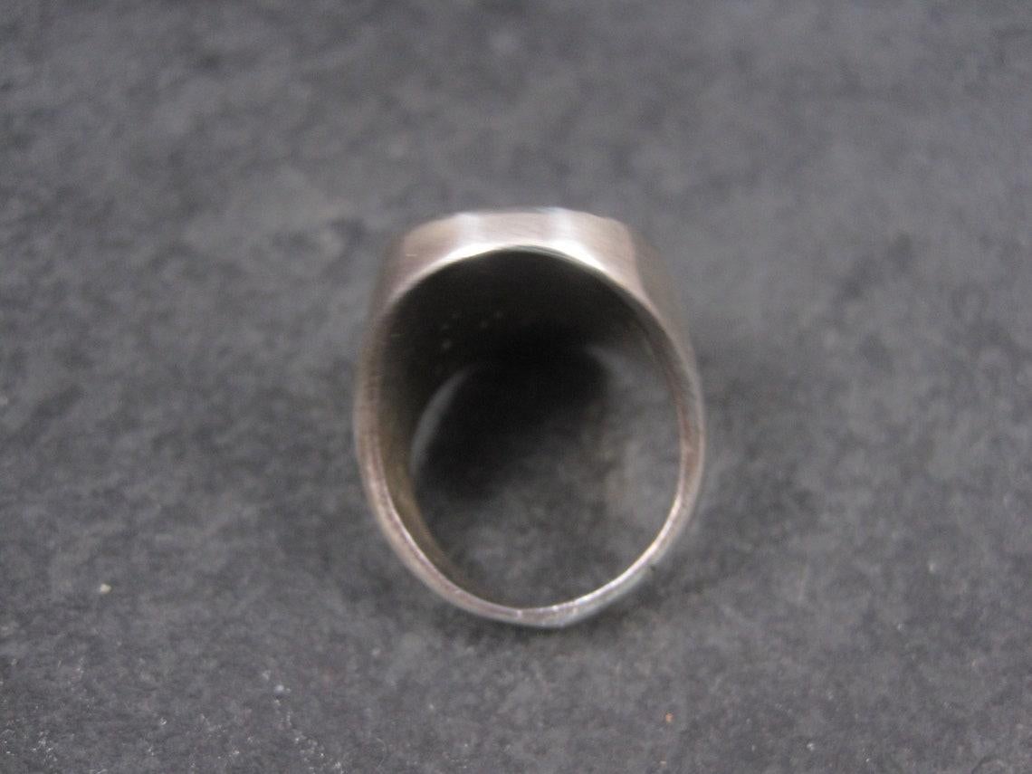 Heavy Vintage Southwestern Turquoise Chip Inlay Ring Size 9.5 For Sale 1