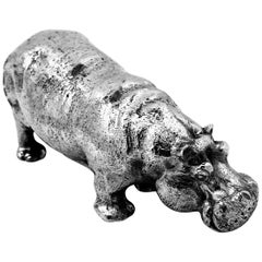 Heavy Vintage Sterling Silver Model Hippopotamus Figure, 1972