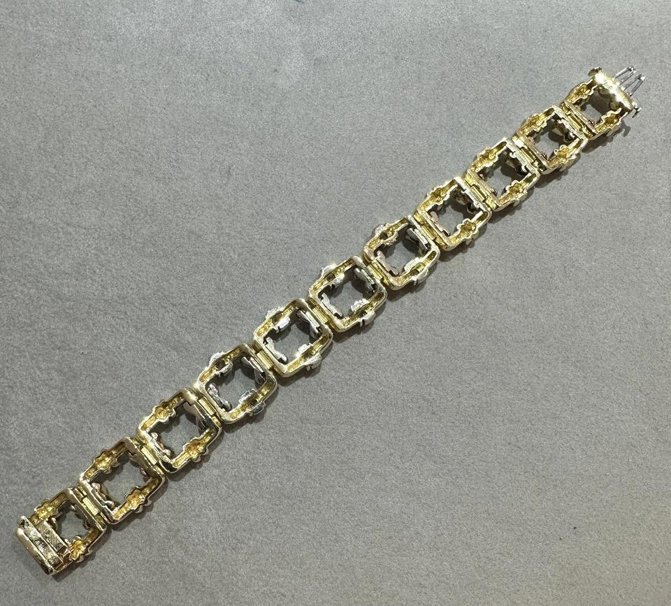 Heavy Vintage X Bracelet with Diamond Links in 18k Yellow Gold For Sale 2