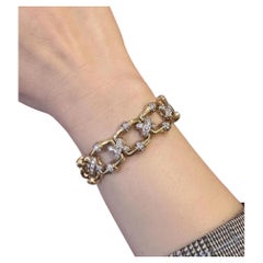 Heavy Vintage X Bracelet with Diamond Links in 18k Yellow Gold