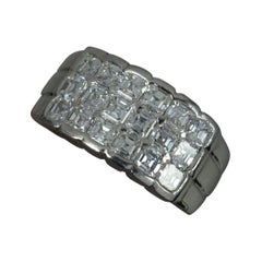 Heavy Vs 2.00 Carat Carre Cut Diamond and Platinum Cluster Band Ring