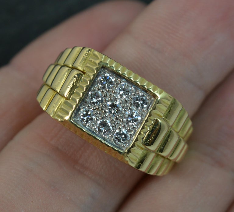 Heavy VS1 0.50 Carat Diamond 18 Carat Gold Rolex Design Men's Ring at 1stDibs mens ring