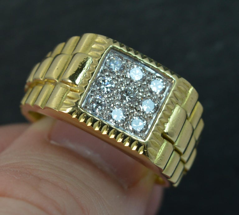 Heavy VS1 0.50 Carat Diamond 18 Carat Gold Rolex Design Men's Ring at 1stDibs mens ring