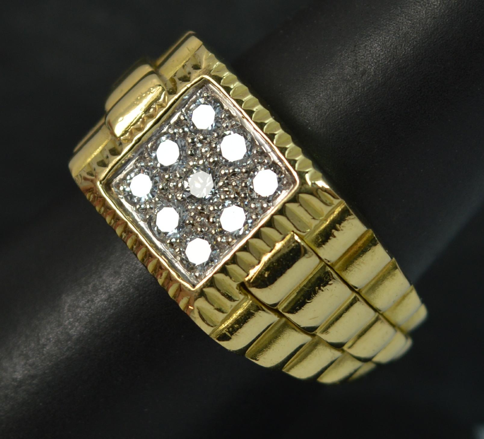 Women's Heavy VS1 0.50 Carat Diamond 18 Carat Gold Rolex Design Men's Signet Ring