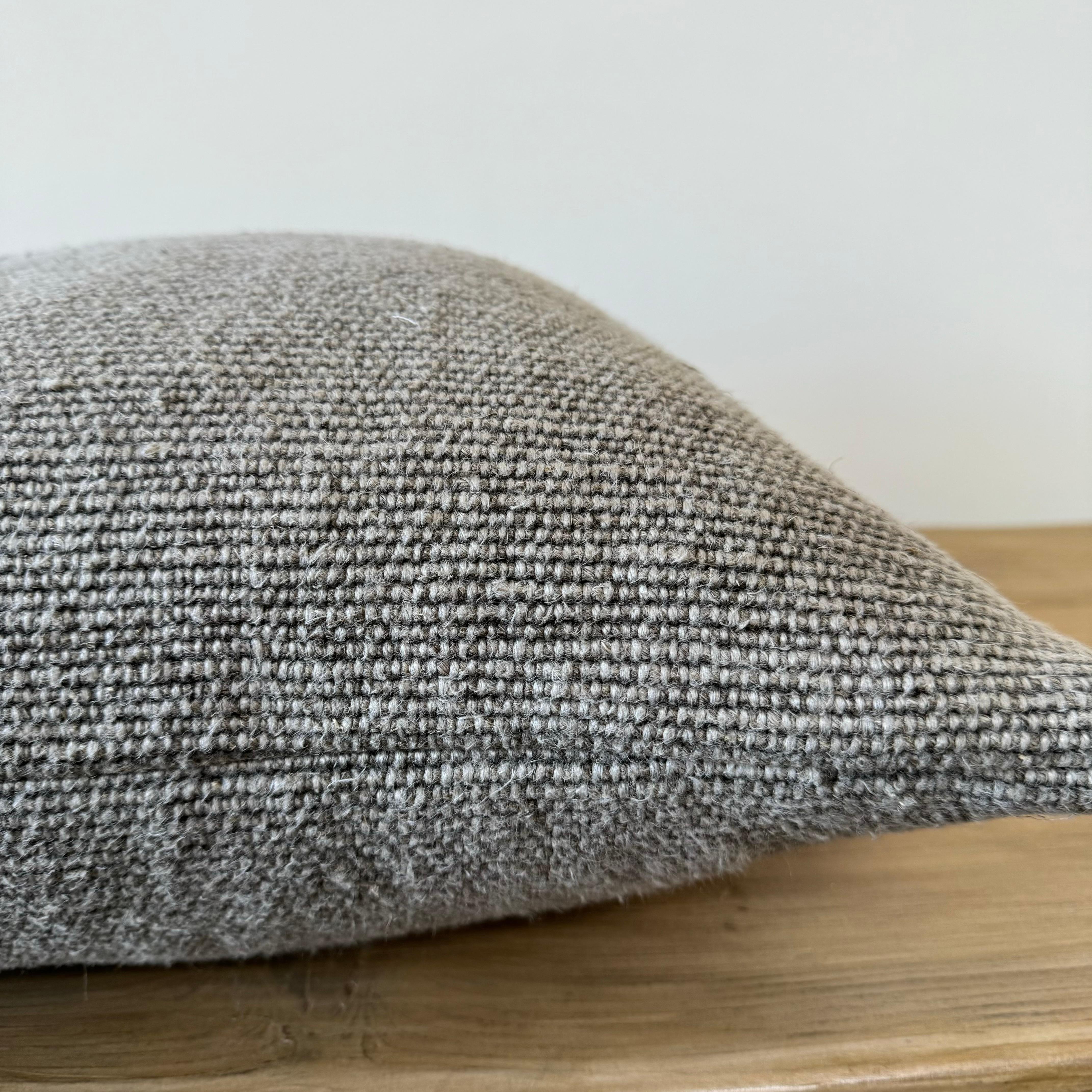 Contemporary Heavy Weight Woven Belgian Linen Pillow with Down Insert For Sale