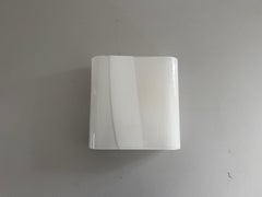 Heavy White Glass Metal Base Theater or Cinema Wall Light, 1960s, Italy