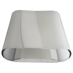 Heavy White Glass Metal Base Theater or Cinema Wall Light, 1960s, Italy