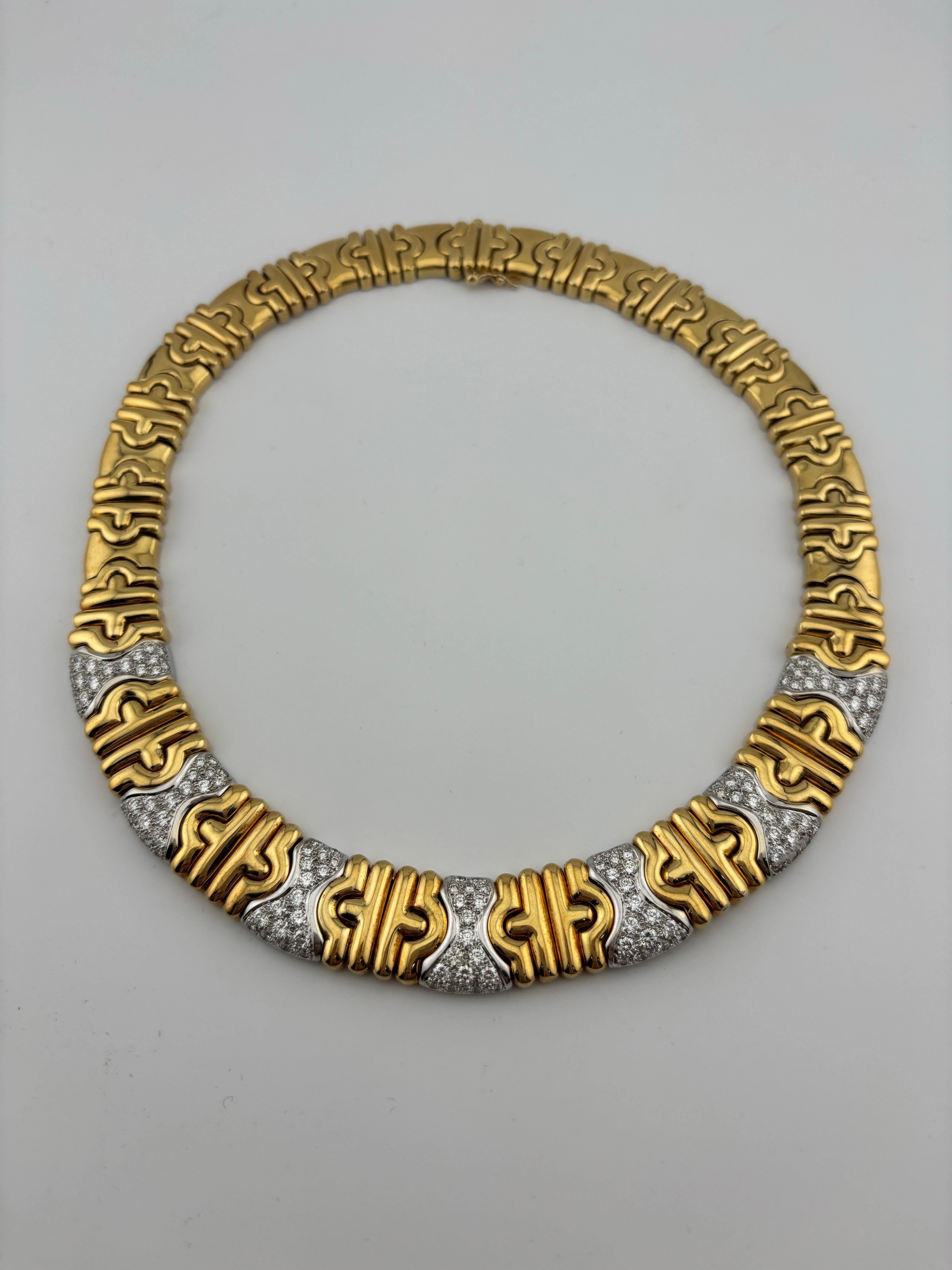 Collier large en or jaune 18 carats et diamants de style Parisi en vente 5