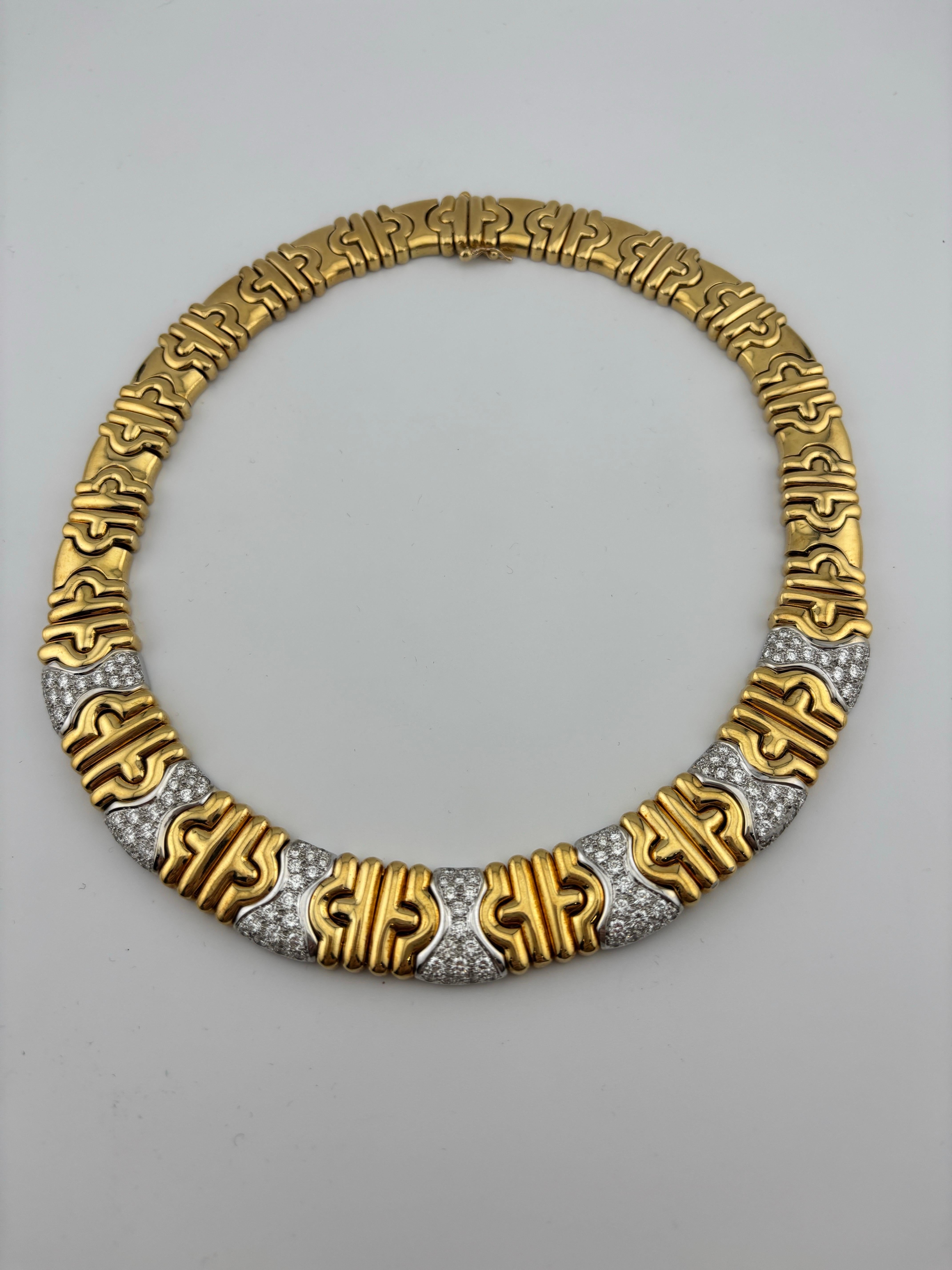Collier large en or jaune 18 carats et diamants de style Parisi en vente 6