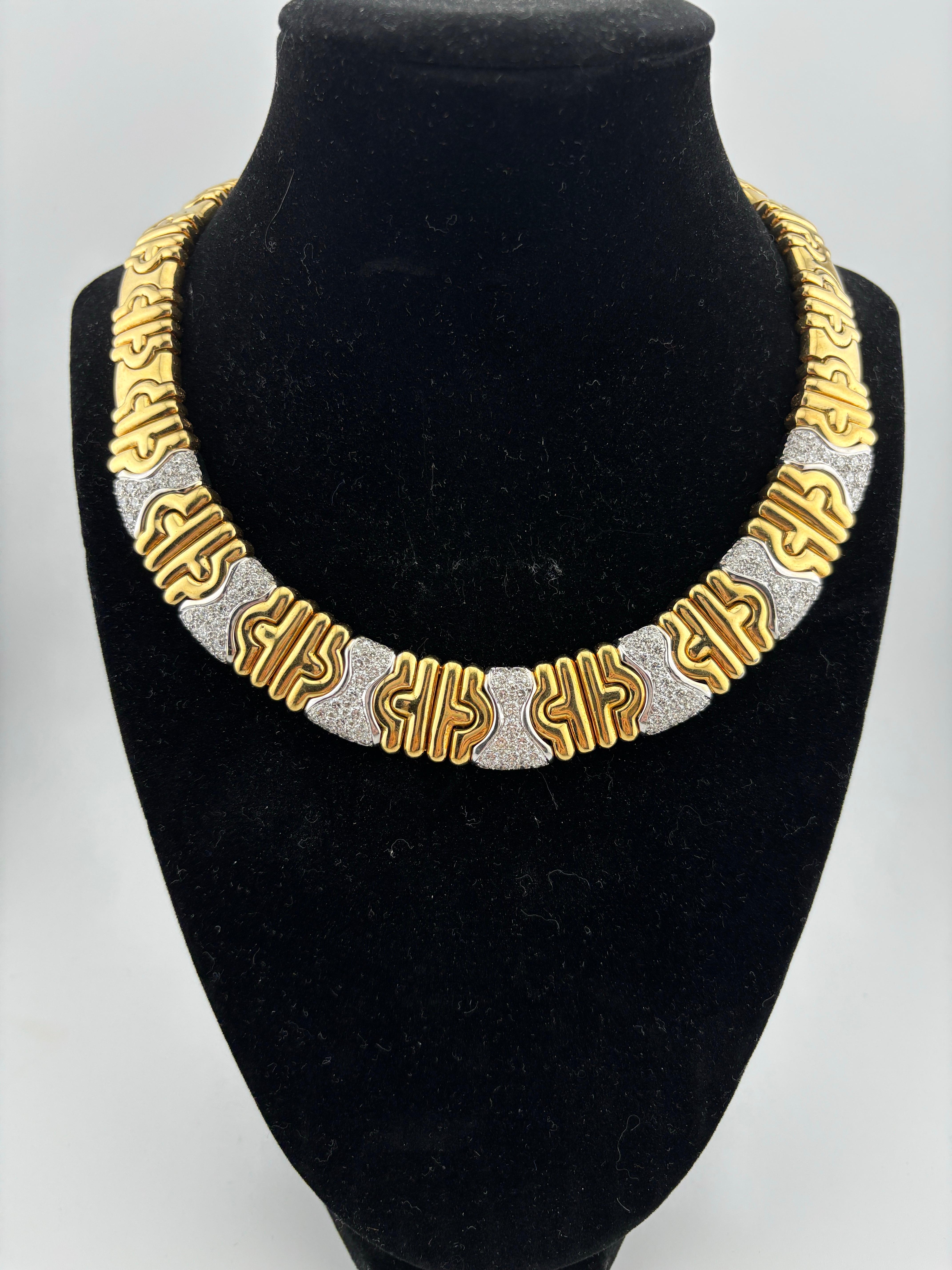 Collier large en or jaune 18 carats et diamants de style Parisi en vente 7