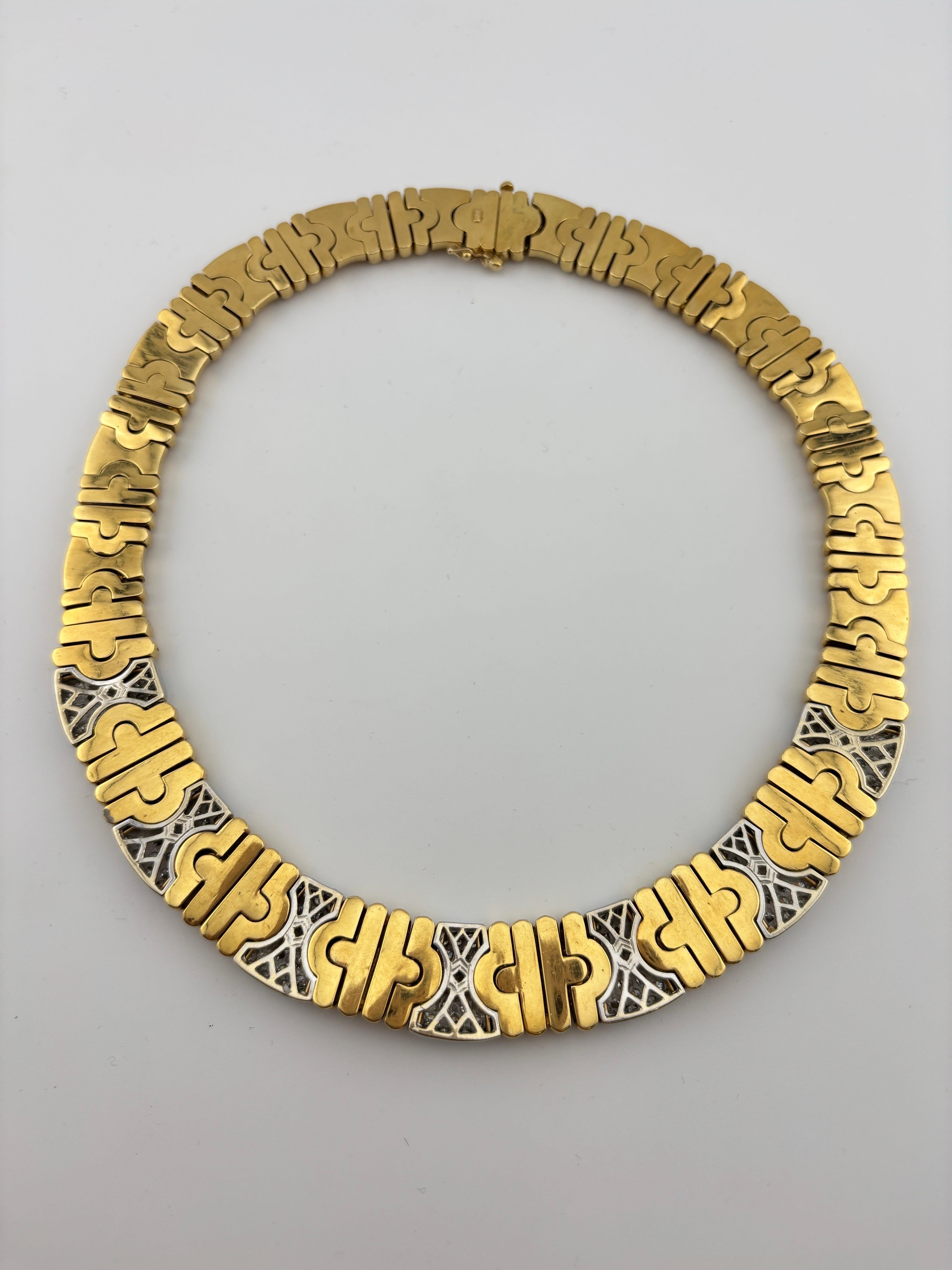 Collier large en or jaune 18 carats et diamants de style Parisi en vente 8